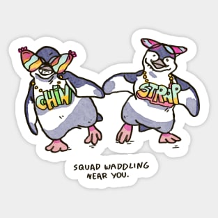 Chin N Strap penguin waddles Sticker